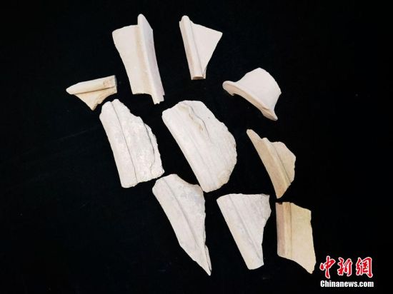 圖為靜寧縣賈河鄉(xiāng)竇坪村出土的彩陶片、紅陶片。 夏劍鋒 攝