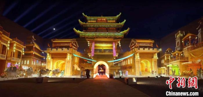 2024年7月15日，甘肅嘉峪關(guān)開(kāi)啟“夜游”模式。圖為夜游燈光劇《天下嘉峪關(guān)》光影效果。(甘肅嘉峪關(guān)關(guān)城景區(qū)供圖)